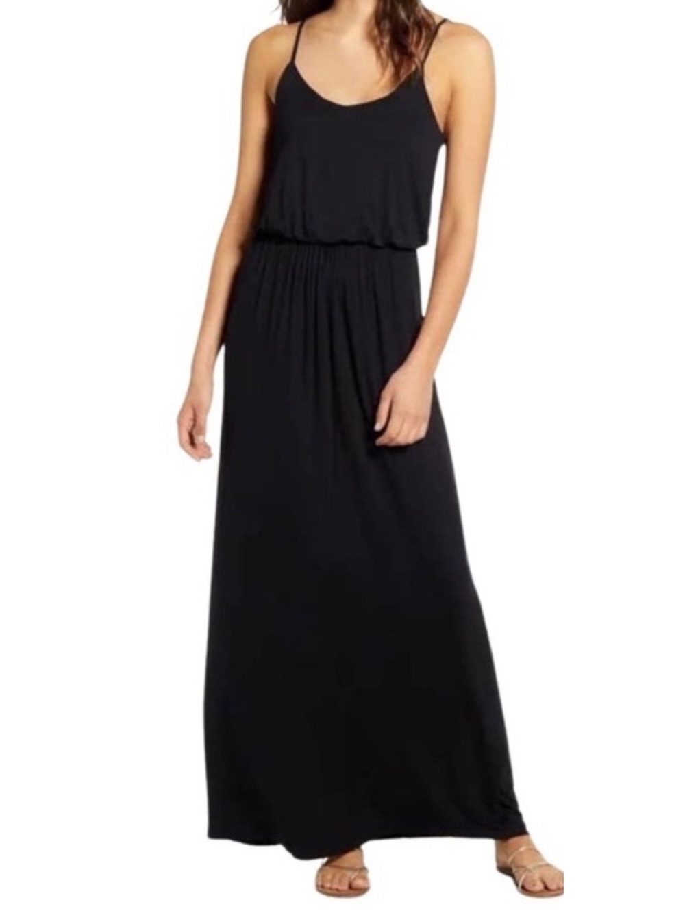 Olivia Rae Black Sleeveless Maxi Dress with Gathered Waist